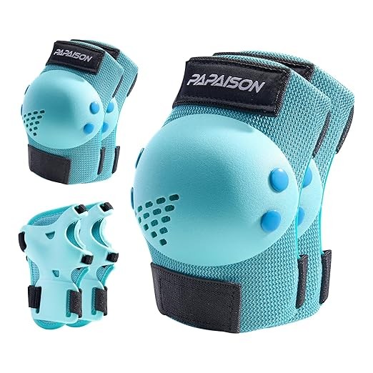 PAPAISON Kids/Youth Knee Pad, Elbow Pads & Wrist Guards for Inline Skating Bike Cycling Skateboard Scooter, 3 in 1 Protective Gear Set for Girls Boys Adult