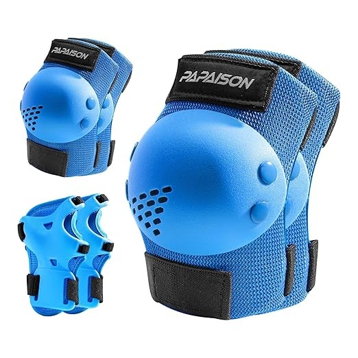 PAPAISON Kids/Youth Knee Pad, Elbow Pads & Wrist Guards for Inline Skating Bike Cycling Skateboard Scooter, 3 in 1 Protective Gear Set for Girls Boys Adult
